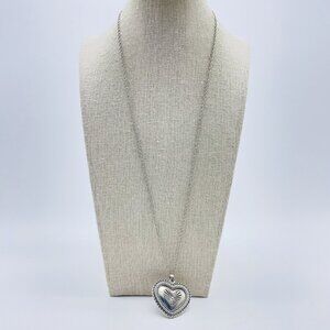Silver Tone Western Heart Pendant Necklace Rope Chain Southwestern Style
